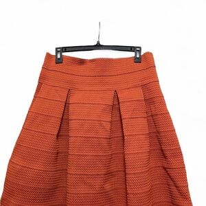H&M Rust Orange Textured A-Line Pleated Skirt